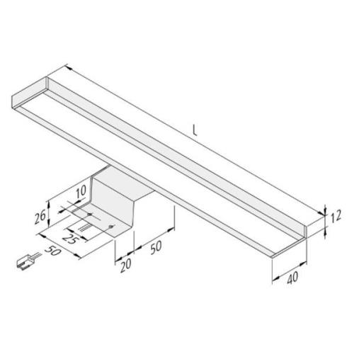 LED-pinta-asennettava kaappivalaisin Lugano 4000K, 60 cm, 60 cm