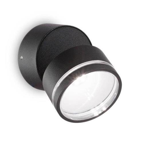 Ideal Lux Omega Round -LED-seinävalo 4 000 K musta