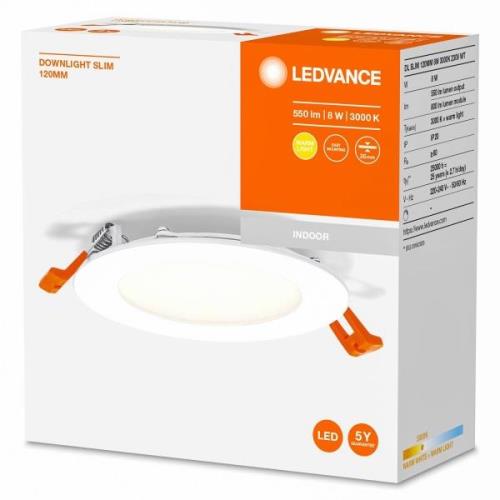 LEDVANCE Recess Slim LED uppoasennusvalaisin Ø12cm 3000K