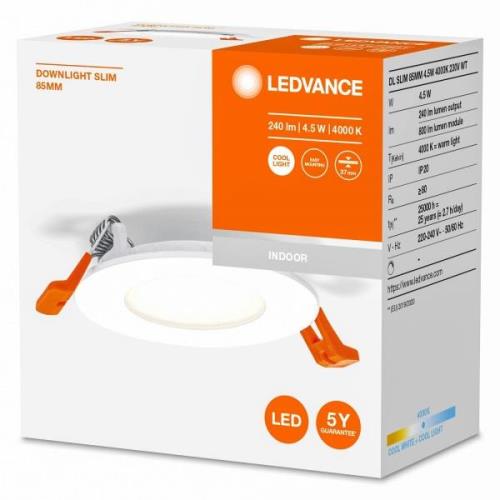 LEDVANCE Recess Slim LED uppoasennusvalaisin Ø8.5cm 4000K