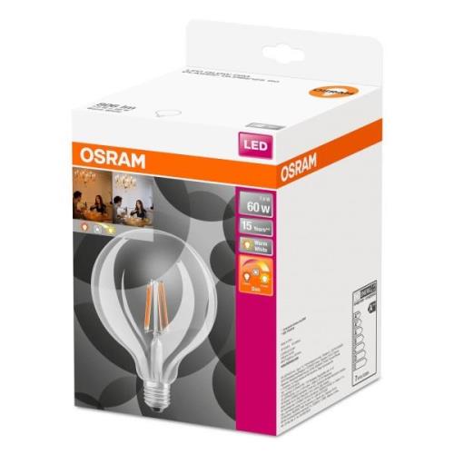 OSRAM-LED-globe-lamppu E27 6,5W G125 827 Glow dim