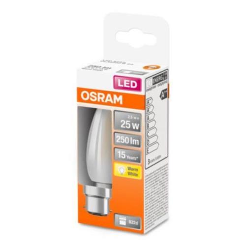 OSRAM LED-kynttilävalaisin B22d 2,5W 2 700K mattainen