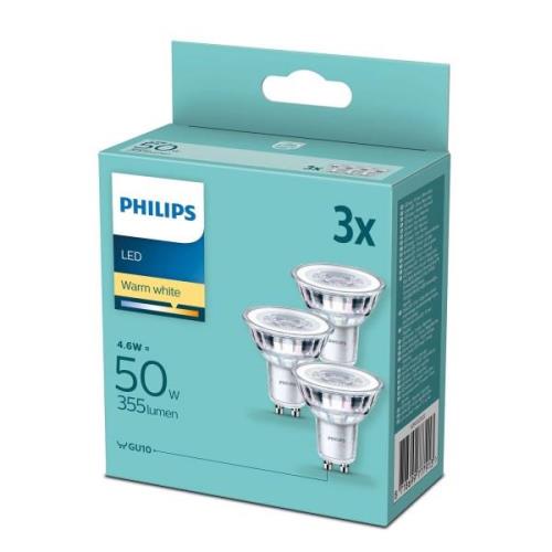 Philips LED-heljastin GU10 4,6W 2 700 K, 3 kpl