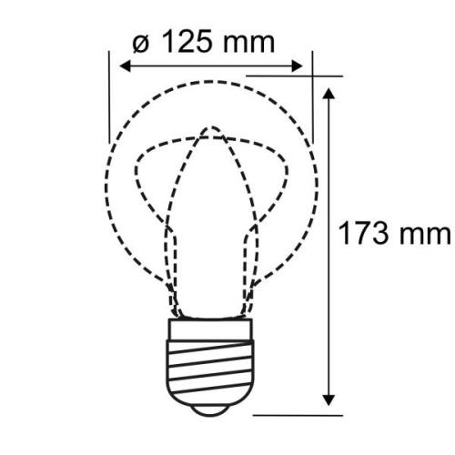 LED-lasilamppu E27 9W G125 Fil 2,700K opaali himmennettävä