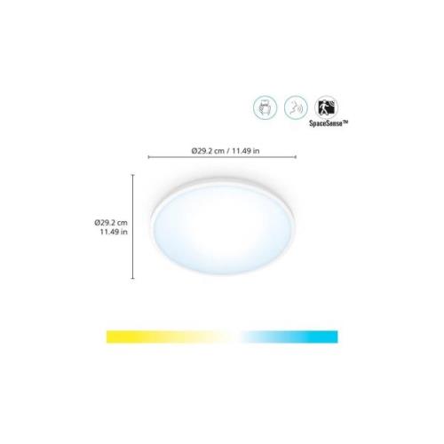 WiZ SuperSlim LED kattovalaisin CCT Ø29cm valkoinen