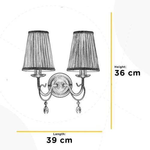 Delia seinävalaisin, pronssinvärinen, 2-valo, leveys 25 cm