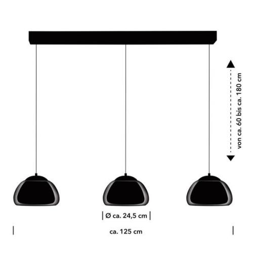 Luxxo LED-riippuvalaisin, musta, 3-valo, kaukosäädin