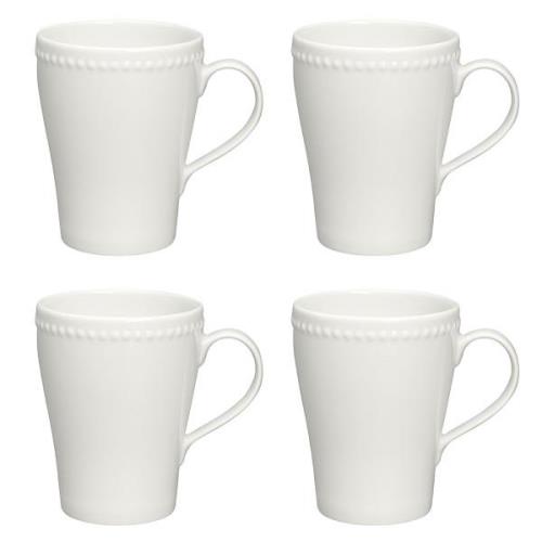 Scandi Living Dots muki 35 cl 4-pakkaus Kermanvalkoinen