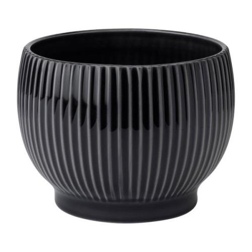 Knabstrup Keramik Knabstrup ruukku uritettu Ø16,5 cm Musta