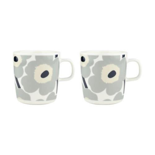 Marimekko Unikko muki 40 cl 2-pakkaus White-light grey-sand-dark blue