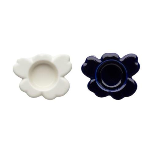 Marimekko Unikko kynttilälyhty 3x10 cm 2 osaa Cobalt-white