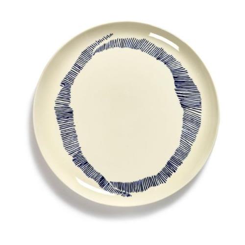 Serax Ottolenghi Feast lautanen L Ø26 cm 2-pakkaus White stripes-blue