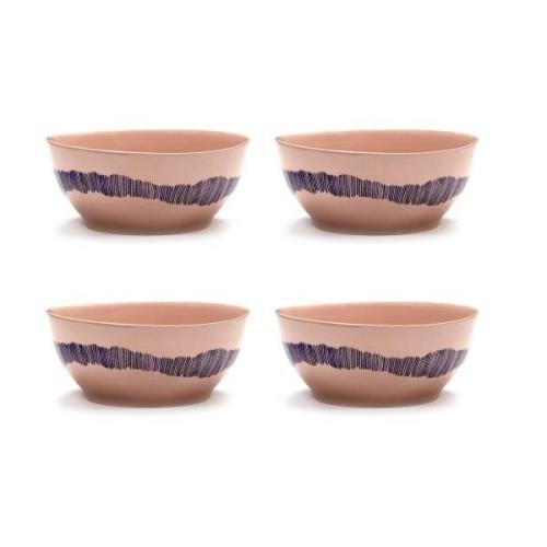 Serax Ottolenghi Feast kulho S Ø15 cm 4-pakkaus Pink stripes blue