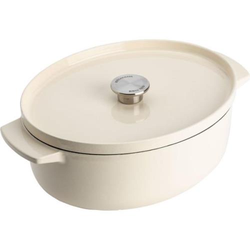 KitchenAid Valurautapata soikea 30 cm/5,6 litraa, almond cream