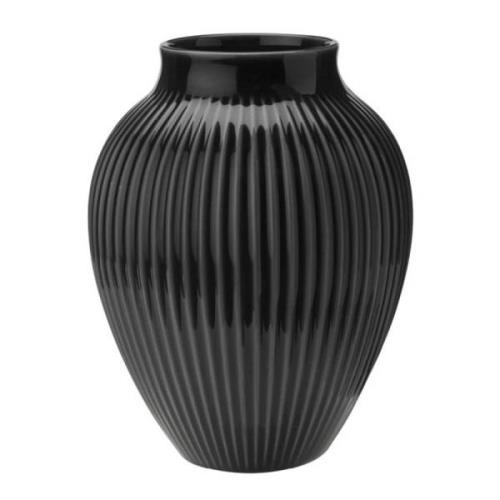 Knabstrup Keramik - Ripple Maljakko 20 cm Musta
