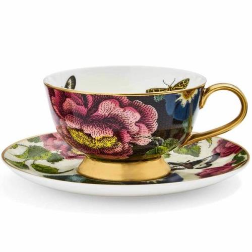 Spode - Creatures of Curiosity Teekuppi + Vati 20 cl Dark Floral