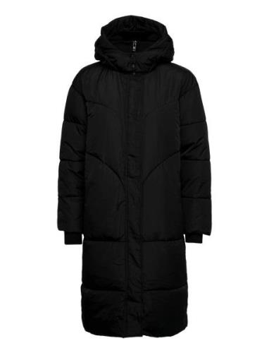 Sringa Puffer Coat Topattu Pitkä Takki Black Soft Rebels