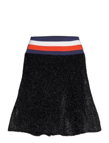 Lurex Flare Skirt Lyhyt Hame Black Tommy Hilfiger