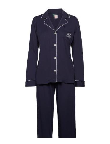 Lrl Hammond Knit Collar Pj Set Pyjama Navy Lauren Ralph Lauren Homewea...