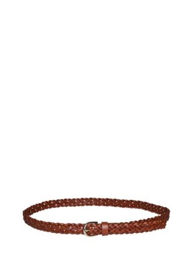 Pcavery Leather Braided Slim Belt Noos Vyö Brown Pieces