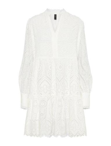 Yasholi Ls Dress S. Noos Lyhyt Mekko White YAS