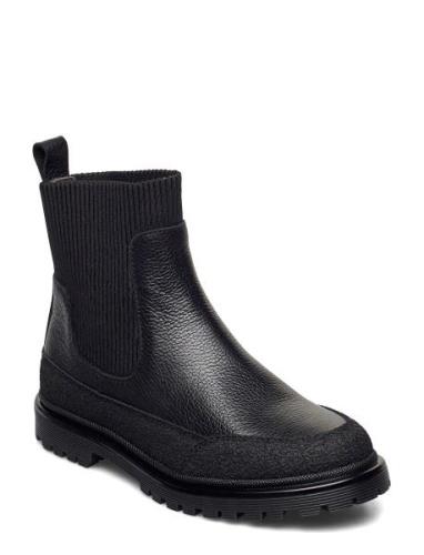 Booties - Flat - With Elastic Bootsit Nauhalliset Saapikkaat Black ANG...