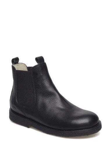 Booties - Flat - With Elastic Bootsit Nauhalliset Saapikkaat Black ANG...