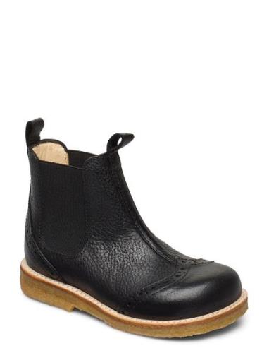 Booties - Flat - With Elastic Bootsit Nauhalliset Saapikkaat Black ANG...