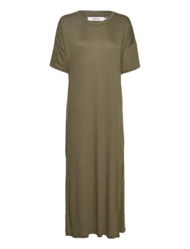 Long T-Shirt Dress Ronneby Leaf Green Maksimekko Juhlamekko Khaki Gree...