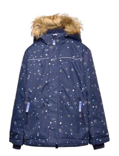 Nolan Reflective Winter Jacket Parka Takki Blue Racoon