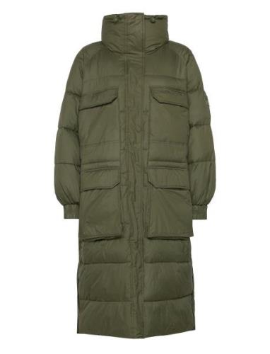 W. Balloon Sleeve Puffer Coat Topattu Pitkä Takki Khaki Green Svea