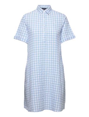 Hailey Cotton Seersucker Nightshirt Yöpaita Blue Lexington Home