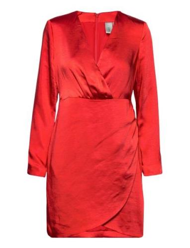 Yassannie Ls Drape Dress - Show Lyhyt Mekko Red YAS