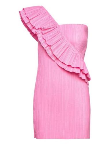 Paper Pleat Boxberg Dress Lyhyt Mekko Pink Mads Nørgaard