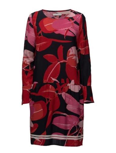 Moss Crepe Dress W. Branch Print & Lyhyt Mekko Red Coster Copenhagen