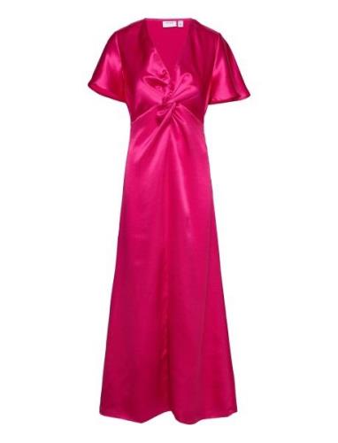 Visittas V-Neck S/S Maxi Dress - Noos Maksimekko Juhlamekko Pink Vila