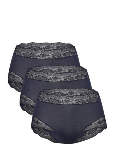 Brief High Lara 3 Pack Alushousut Brief Tangat Navy Lindex