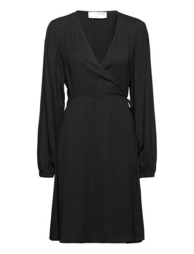 Slffiola Ls Wrap Dress Lyhyt Mekko Black Selected Femme