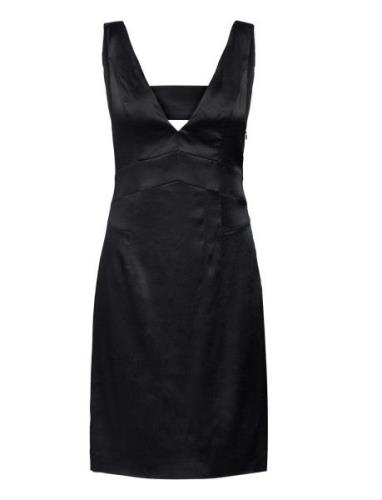 Long Mini Length Strap Dress Lyhyt Mekko Black IVY OAK