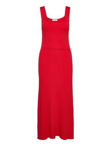 Long Midi Fine Knit Dress Maksimekko Juhlamekko Red IVY OAK