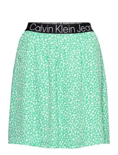 Logo Elastic Mini Skirt Lyhyt Hame Green Calvin Klein Jeans