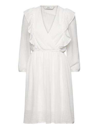 Onllondon 3/4 Ruffle Dress Wvn Lyhyt Mekko White ONLY