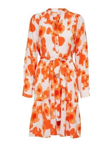 Slfmivi Ls Short Aop Dress B Lyhyt Mekko Orange Selected Femme