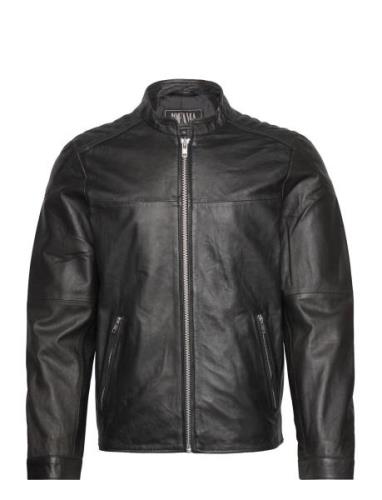 Adam Zipped Leather Jacket Nahkatakki Black Jofama