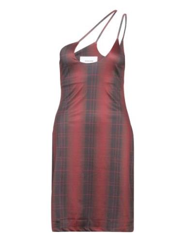 Juna Asta Grid Dress Lyhyt Mekko Red Hosbjerg