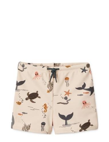 Otto Printed Swim Pants Uimashortsit Cream Liewood