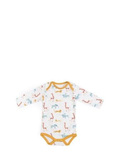 Bergamote Cream Animal Print Bodysuit Sous Mon Baobab 12M Bodies Long-...