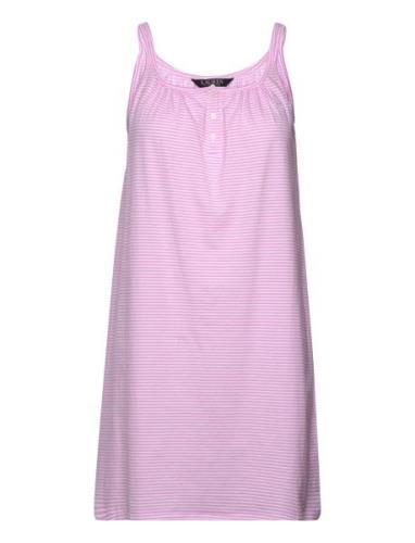 Lrl Double Strap Button Gown Yöpaita Pink Lauren Ralph Lauren Homewear