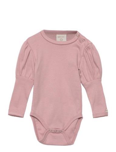 Body Ls W. Puff, Powder Bodies Long-sleeved Pink Smallstuff