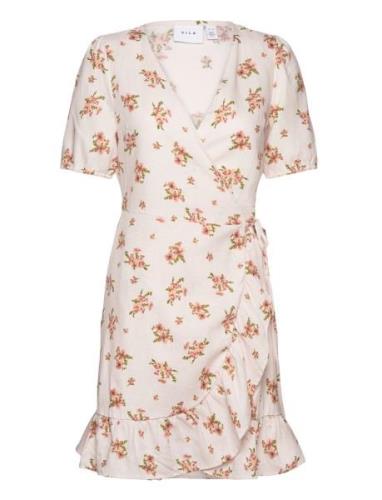 Vikati Flower Linen Short Frill Dress Lyhyt Mekko White Vila